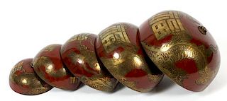 CHINESE BRASS FIVE-TIER CASCADING TEMPLE BELLS
