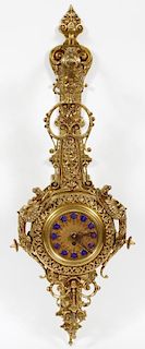 FRENCH STYLE GILT METAL HANGING CLOCK C.1950