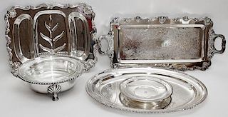 SILVERPLATE TRAYS & BOWL FIVE PIECES