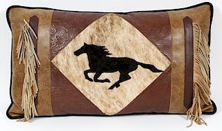 LEATHER AND HORSE HAIR THROW PILLOW