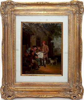 ABRAHAM VAN STRY THE ELDER (DUTCH, 1753-1826), OIL ON BEVELLED WOOD PANEL, H 10", W 9"