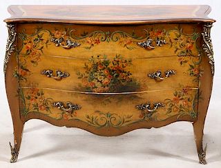BOMBE HAND PAINTED VERNIS MARTIN COMMODE