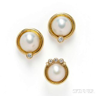 18kt Gold, Mabe Pearl, and Diamond Suite