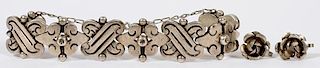 HECTOR AGUILAR MEXICAN SILVER BRACELET AND EARRINGS