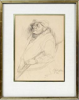 RAYMOND GLOECKLER PENCIL DRAWING ON PAPER 1966