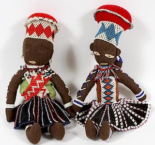 AFRICAN BEADED CLOTH DOLLS TWO