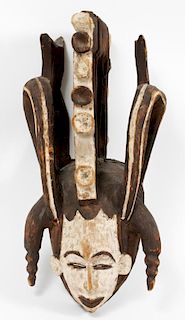 AFRICAN CARVED WOOD POLYCHROME MASK