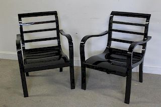 Pair Of Art Deco Style Lacquered Arm Chairs