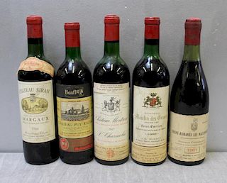 Mixed Lot 5 Bottles French Wine 1960's-1970's.