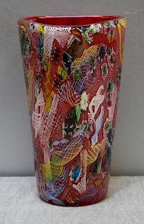 Midcentury Labeled Murano Triangular Vase.