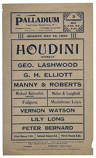 Houdini Palladium Handbill
