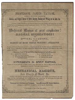 Professor James Taylor: Mechanical Magique of Great Complication! Magical Recreations and Optical Illusions, Experiments in Spirit Rapping