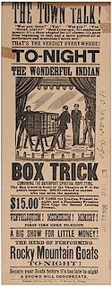 The Town Talk! To-Night: The Wonderful Indian Box Trick, Combining the Davenport Rope-Tying