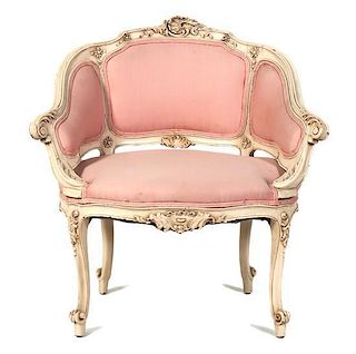 A Louis XV Style Painted Bergere Height 28 inches.