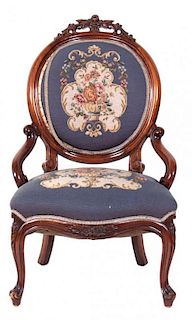 A Louis XVI Style Fauteuil Height 38 1/4 inches.