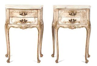 A Pair of Louis XV Style Painted Side Tables Height 27 inches.
