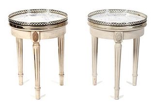 A Pair of Louis XVI Style Painted Low Side Tables Height 18 inches.