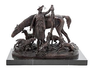 A Bronze Figural Group Height 11 x width 14 1/4 inches.