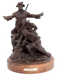A Bronze Figural Group Height overall 14 1/2 inches.