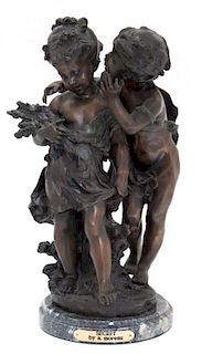A Bronze Figural Group Height overall 18 1/4 inches.