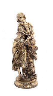 * A French Gilt Bronze Figure Height 21 1/2 inches.