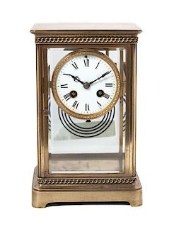 A French Gilt Bronze Regulator Clock Height 9 inches.