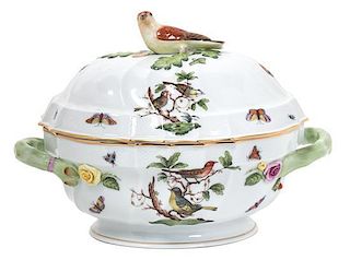 A Herend Porcelain Covered Tureen Width over handles 12 3/4 inches.