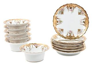 A Limoges Porcelain Dessert Set Diameter of plate 5 inches.