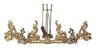 A Louis XV Style Brass Fire Fender Width 38 inches.