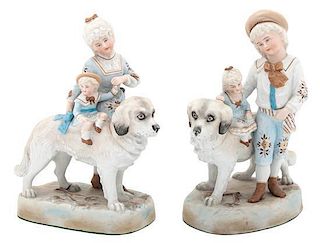 Two Bavarian Porcelain Figural Groups Height of taller 9 inches.