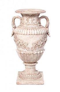 * A Neoclassical Style Plaster Urn Height 36 3/4 inches.