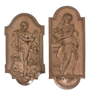 Two French Bronze Plaques Height of plaque 14 1/2 inches.