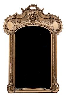 A Rococo Style Giltwood Mirror Height 40 x width 28 inches.