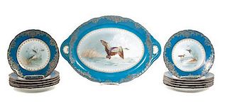 A Theodore Haviland Limoges Game Bird Set Length of platter 18 3/4 inches.