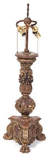 An Italian Tripartite Picket Lamp Height 33 inches.