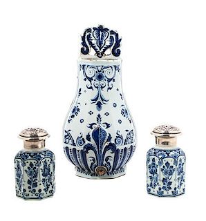 A Group of Delft Articles Height of lavabo 13 3/4 inches.