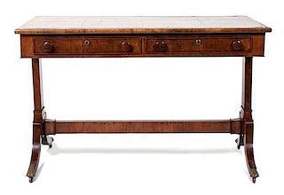 A Regency Walnut and Figured Walnut Sofa Table Height 29 inches.