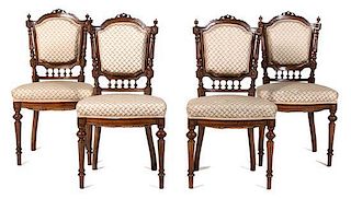 A Set of Four Victorian Mahogany Side Chairs Height 36 inches.
