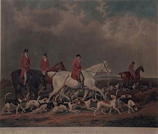A Group of Four Hunting Themed Engravings Largest 20 3/4 x 27 inches.