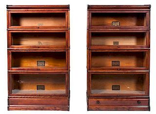 A Barrister Bookcase Height of each 58 x width 34 x depth 12 1/4 inches.