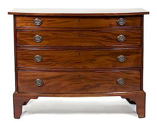 A Chippendale Mahogany Bow Front Chest Height 32 inches.
