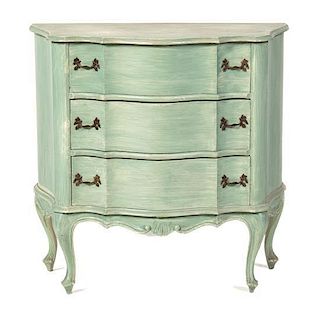 A Painted Wood Chest of Drawers Height 29 inches.