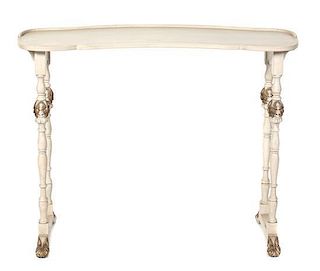 A Painted Wood Console Table Height 29 inches.
