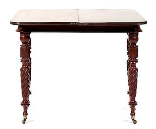 An American Empire Mahogany Flip-Top Table Height 30 1/2 x width 35 x depth 18 inches.