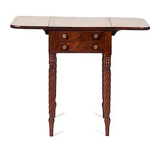 An American Mahogany Work Table Height 29 x width 17 x depth 17 inches.