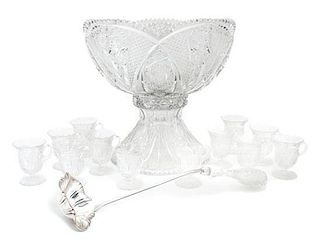 A Cut Glass Punch Bowl Height 13 1/2 inches.