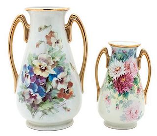 Two Porcelain Vases Height of taller 12 inches.
