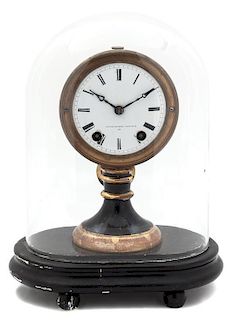 A Seth Thomas Gilt Metal Candlestick Clock Height of dust dome 11 1/4 inches.