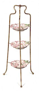 A Brass Three-Tier Stand Height 22 inches.