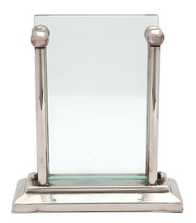 A Silver and Glass Floating Frame Height 7 7/8 x width 7 inches.